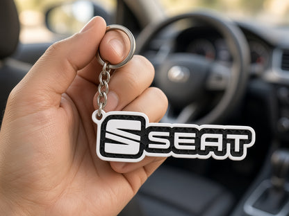 Breloc auto Seat inscripție cu lanț și inel