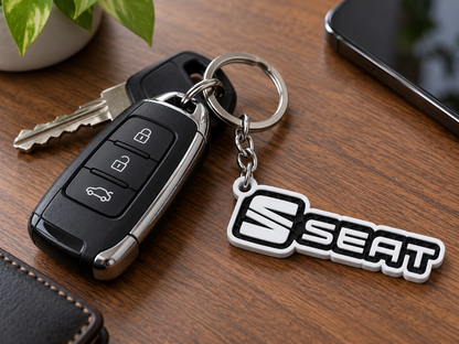 Breloc auto Seat inscripție cu lanț și inel