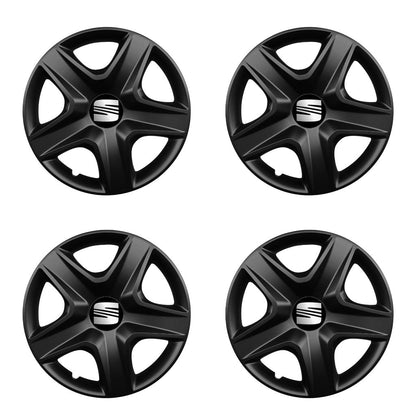 Set 4 capace roti potrivite jantelor de 15 inch compatibile SEAT, Model 340 Black