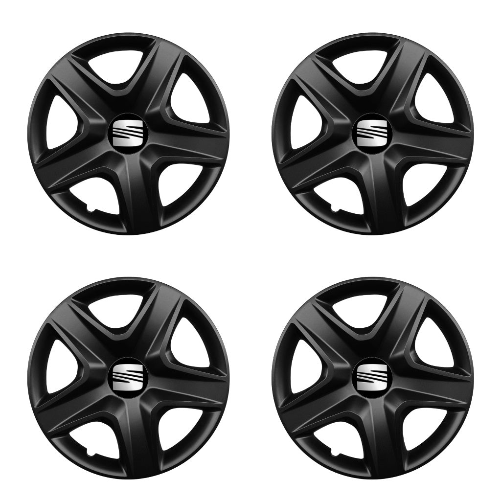 Set 4 capace roti potrivite jantelor de 16 inch compatibile SEAT, Model 418 Black