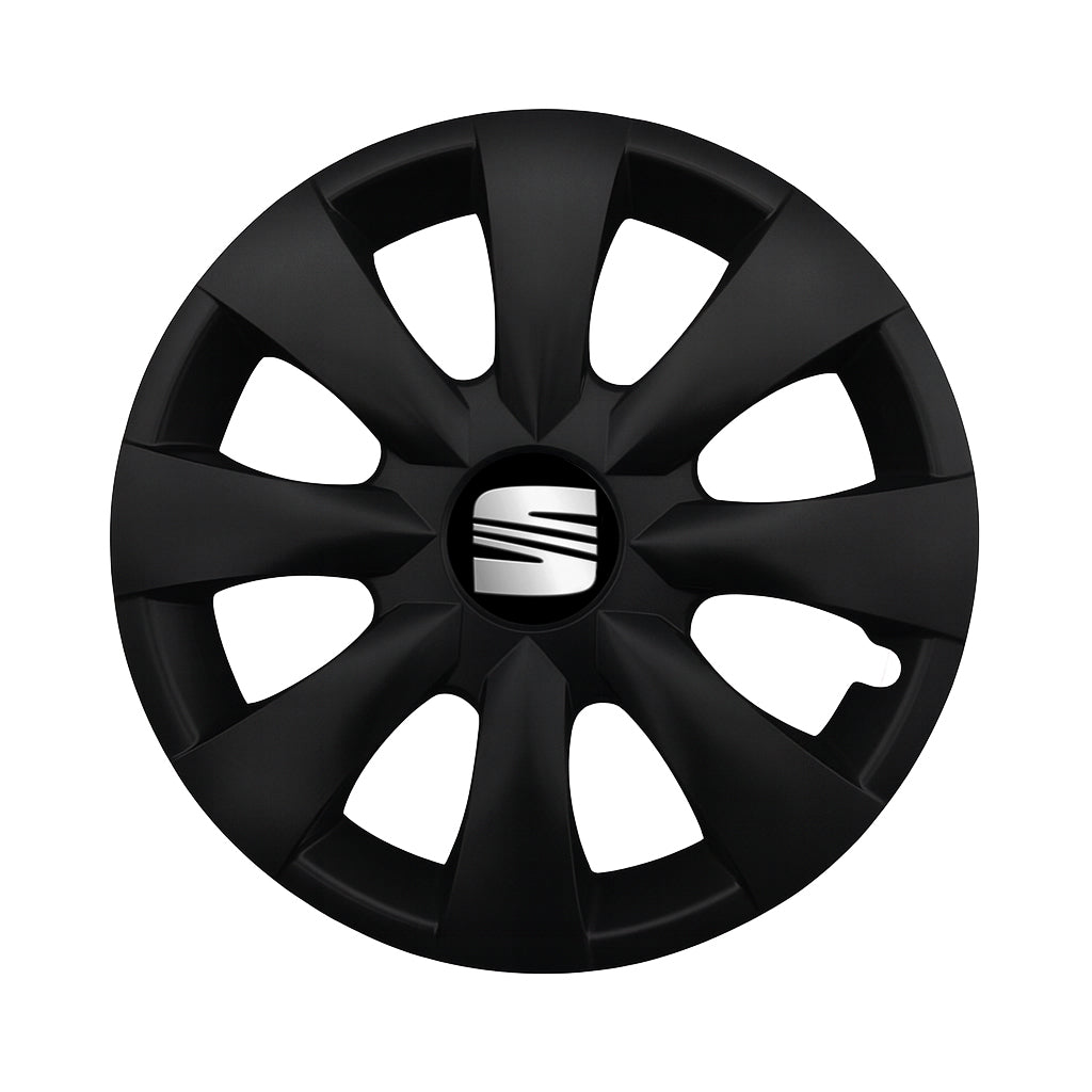 Set 4 capace roti potrivite jantelor de 15 inch compatibile SEAT, Model - 316 Black Edition