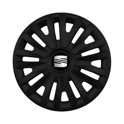 Set 4 capace roti potrivite jantelor de 15 inch compatibile SEAT, Model - 313 Black