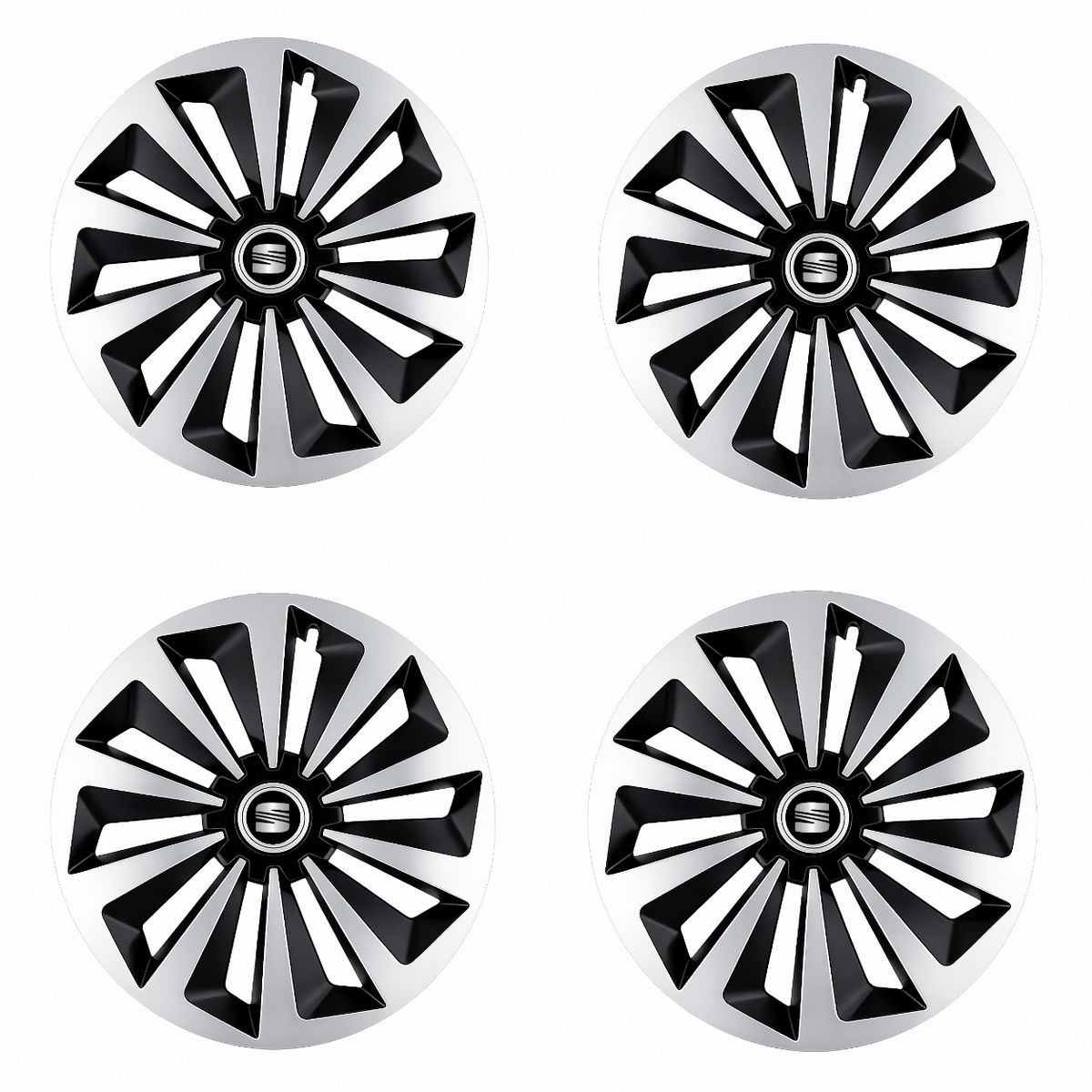 Set 4 capace roti Fox Gri-Negru R15 Compatibil Cu Seat