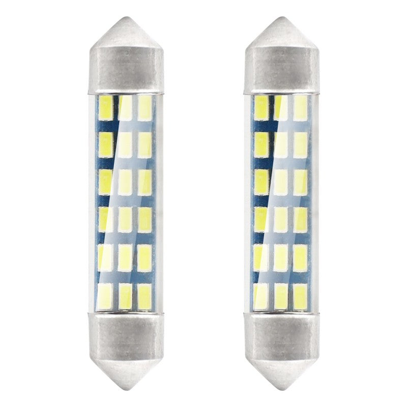 Set 2 becuri auto C5W/ Sofit, Standard 3014, 18 SMD, 41 mm, 12V, culoare alb