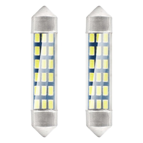 Set 2 becuri auto C5W/ Sofit, Standard 3014, 18 SMD, 41 mm, 12V, culoare alb