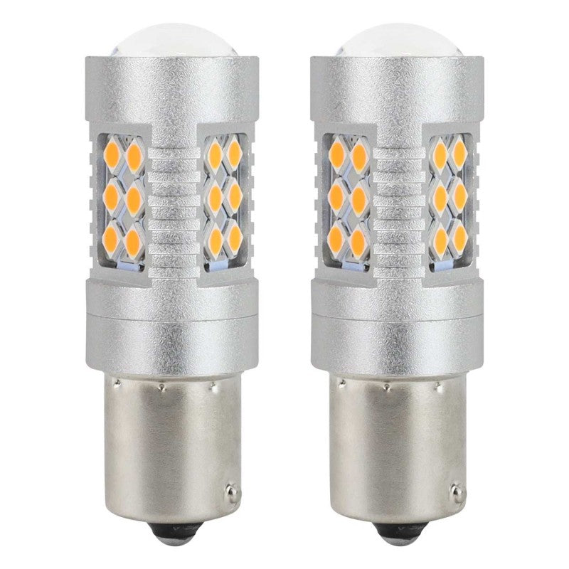 Set 2 Becuri auto CANBUS 3030 24SMD 1156 BAU15S PY21W Orange 12V/24V