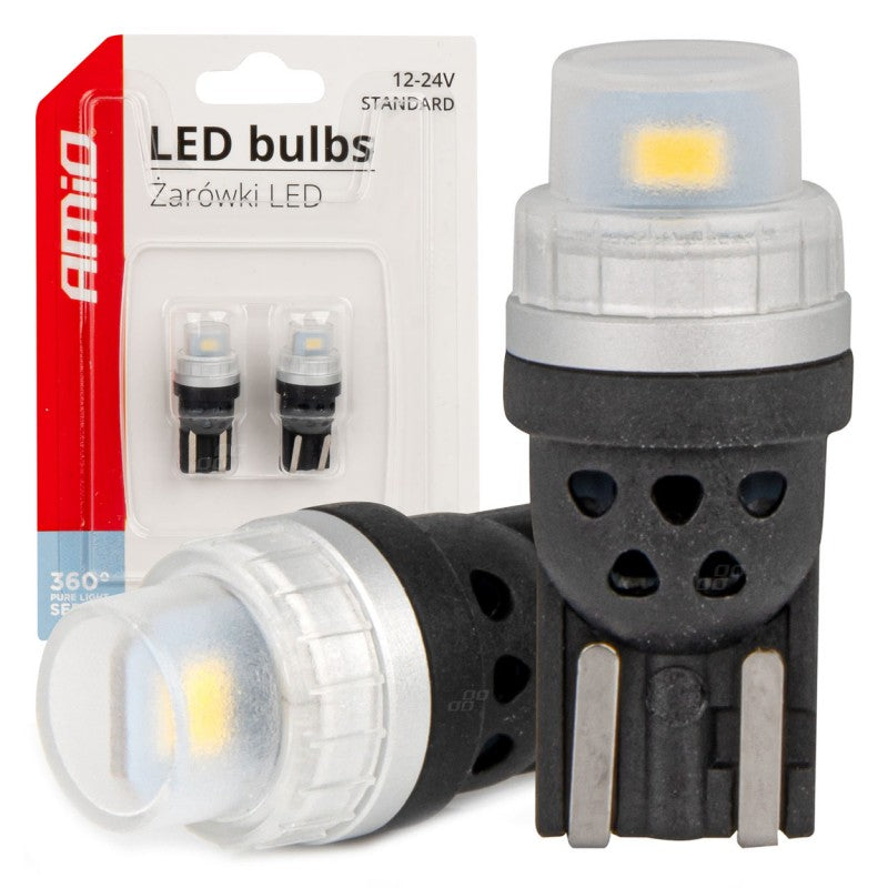 Set 2 becuri auto T10, W5W 12/24V -AMIO-03726