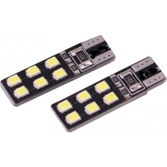 Set 2 becuri auto W5W/ T10 -2835-12 smd albastru deschis