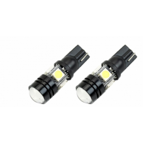 Set 2 becuri auto W5W/ T10- 4+1 smd alb cu lupa