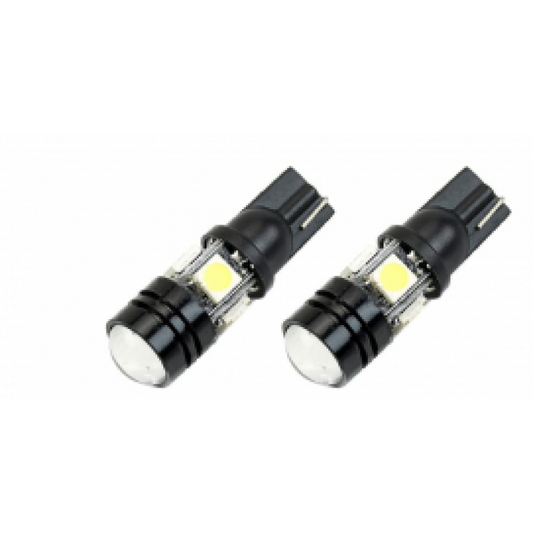 Set 2 becuri auto W5W/ T10- 4+1 smd alb cu lupa