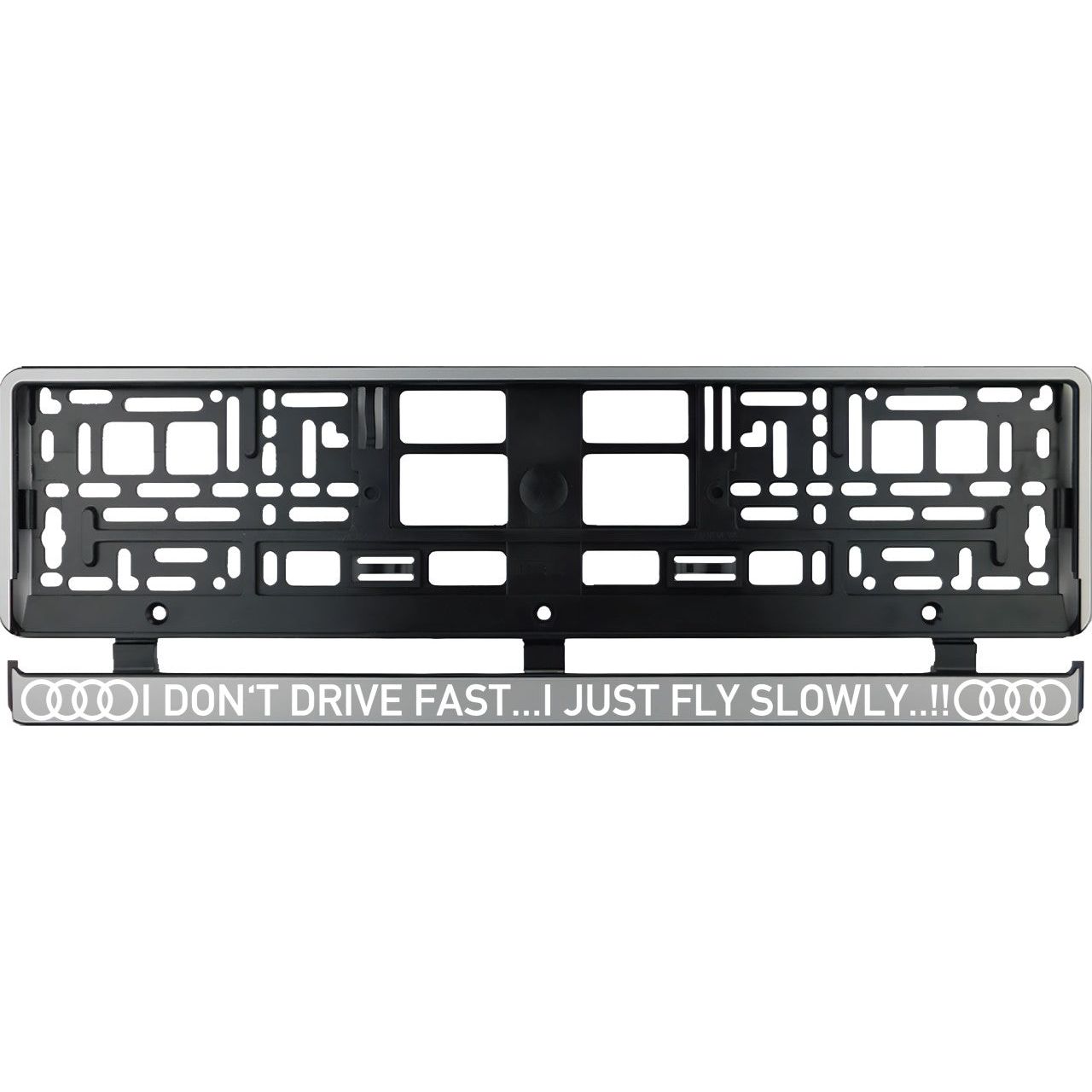 Set 2 bucati, suport numar inmatriculare argintiu Audi Drive