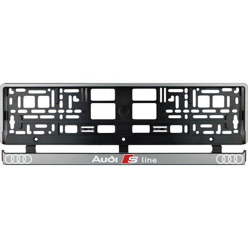 Set 2 bucati, suport numar inmatriculare argintiu Audi Sline