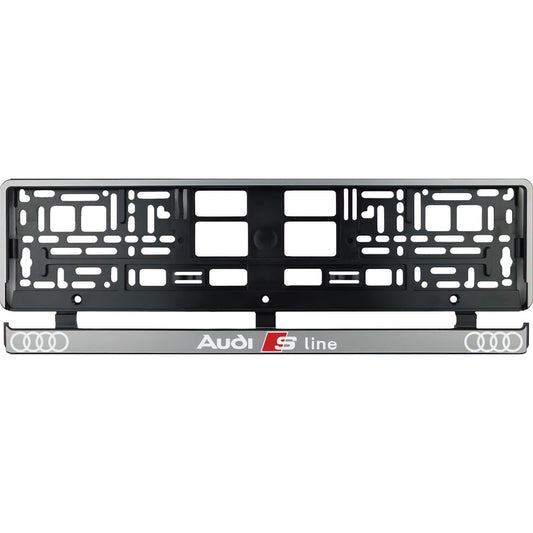 Set 2 bucati, suport numar inmatriculare argintiu Audi Sline