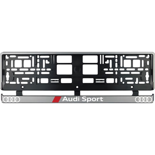Set 2 bucati, suport numar inmatriculare argintiu Audi Sport