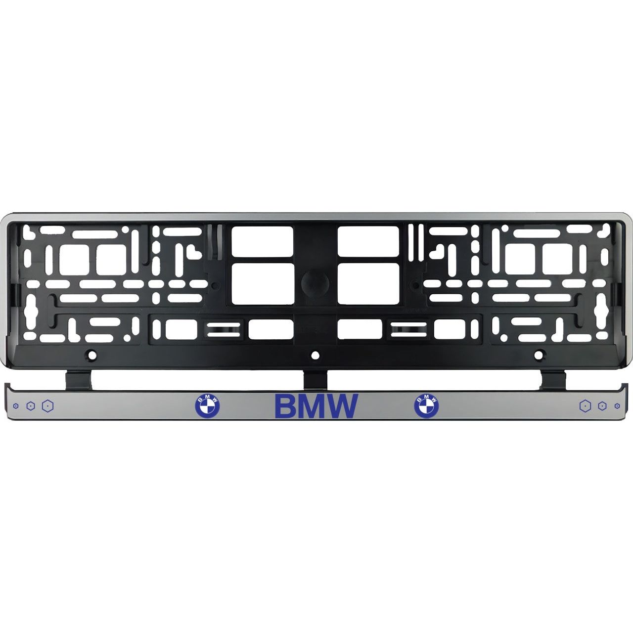 Set 2 bucati, suport numar inmatriculare argintiu BMW II