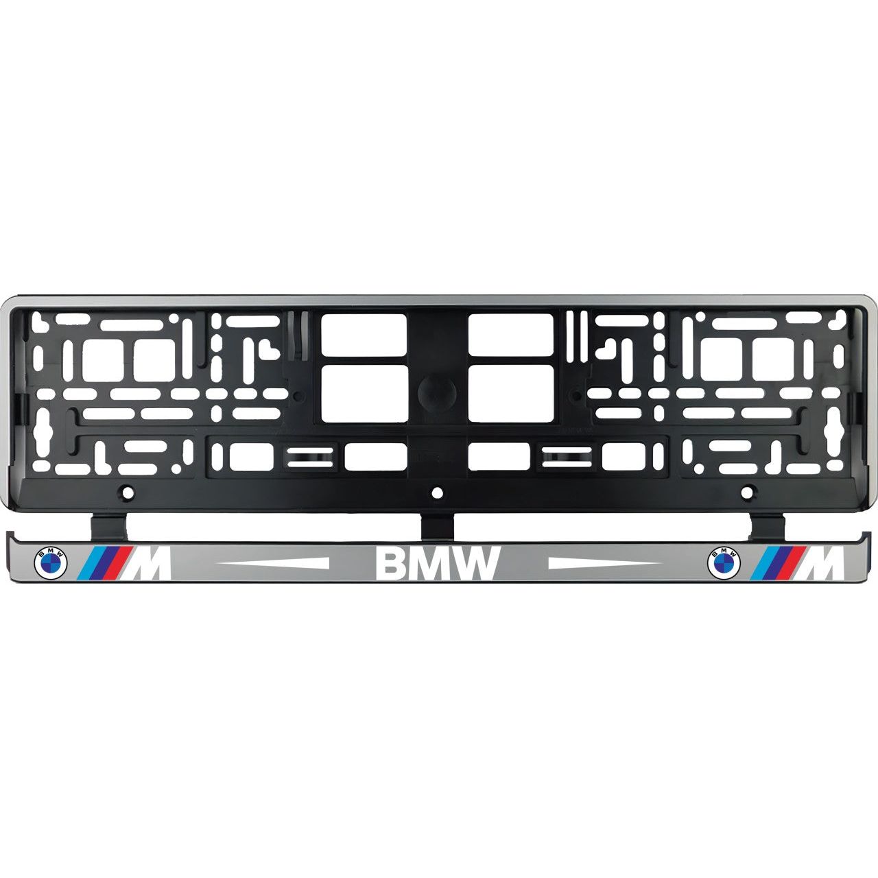 Set 2 bucati, suport numar inmatriculare argintiu BMW MPower