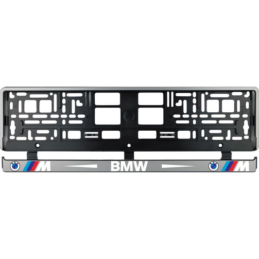 Set 2 bucati, suport numar inmatriculare argintiu BMW MPower