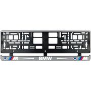 Set 2 bucati, suport numar inmatriculare argintiu BMW MPower