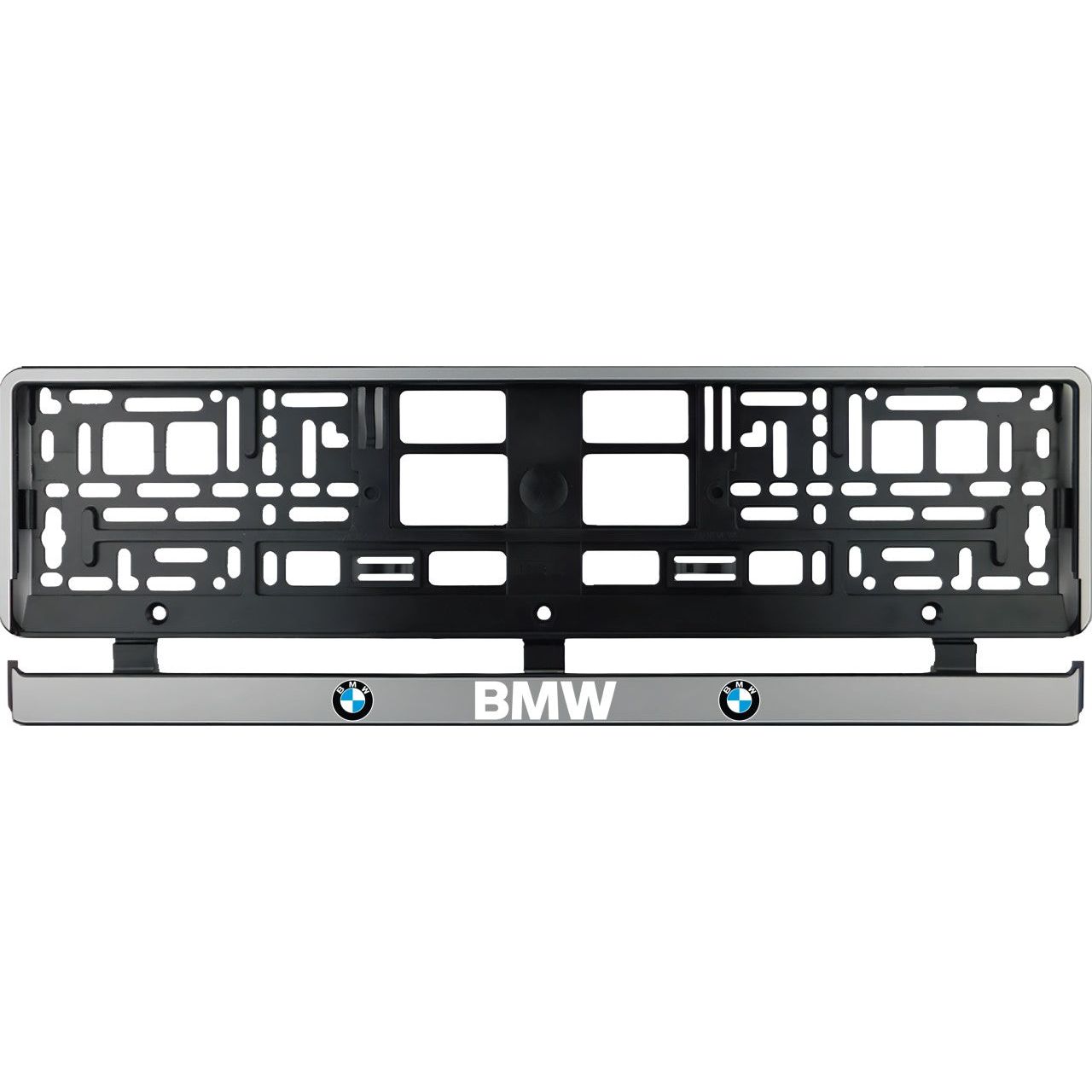 Set 2 bucati, suport numar inmatriculare argintiu BMW