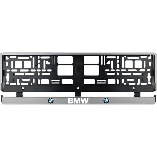 Set 2 bucati, suport numar inmatriculare argintiu BMW