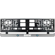 Set 2 bucati, suport numar inmatriculare argintiu BMW