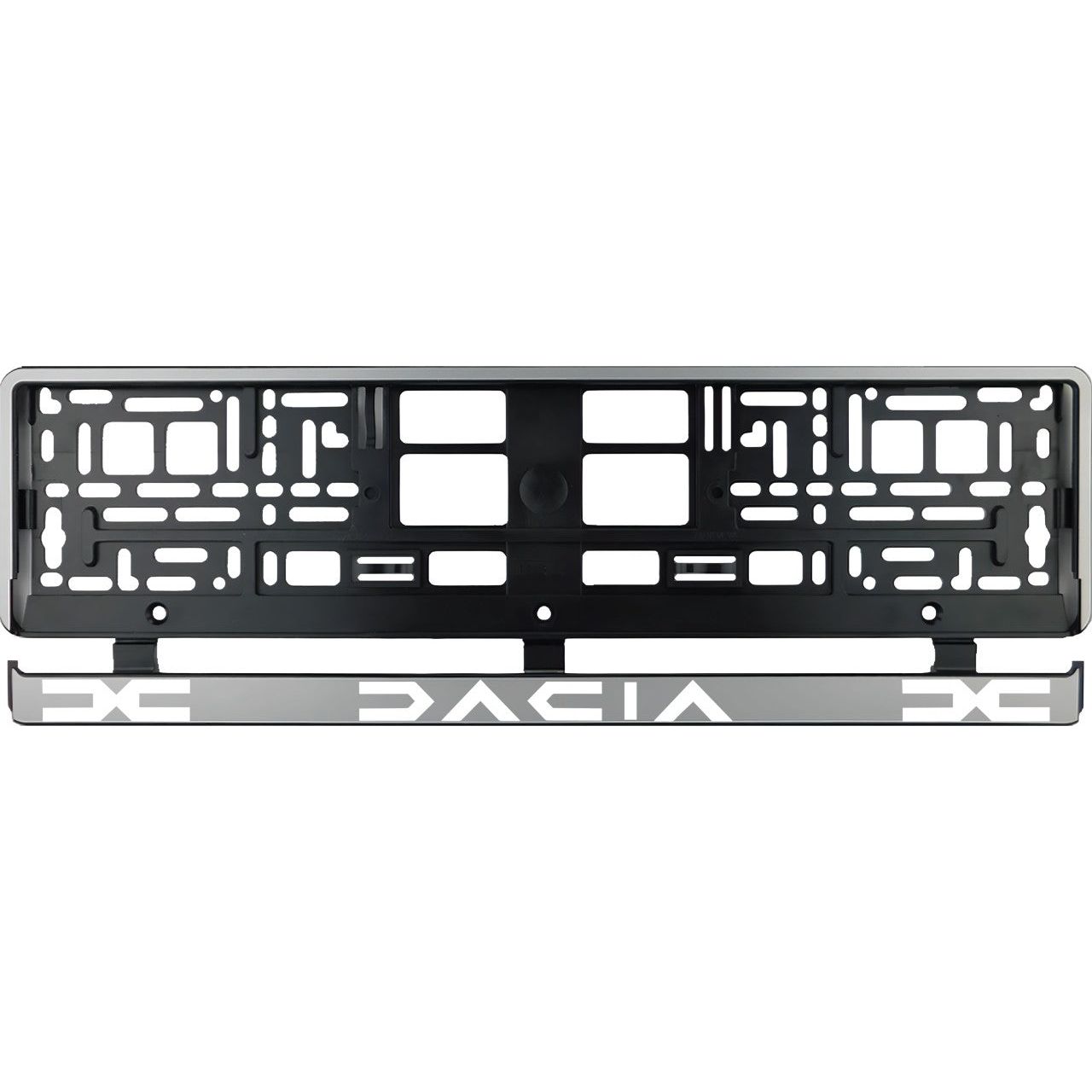 Комплект 2 броя, сребърна рамка за регистрационен номер Dacia II