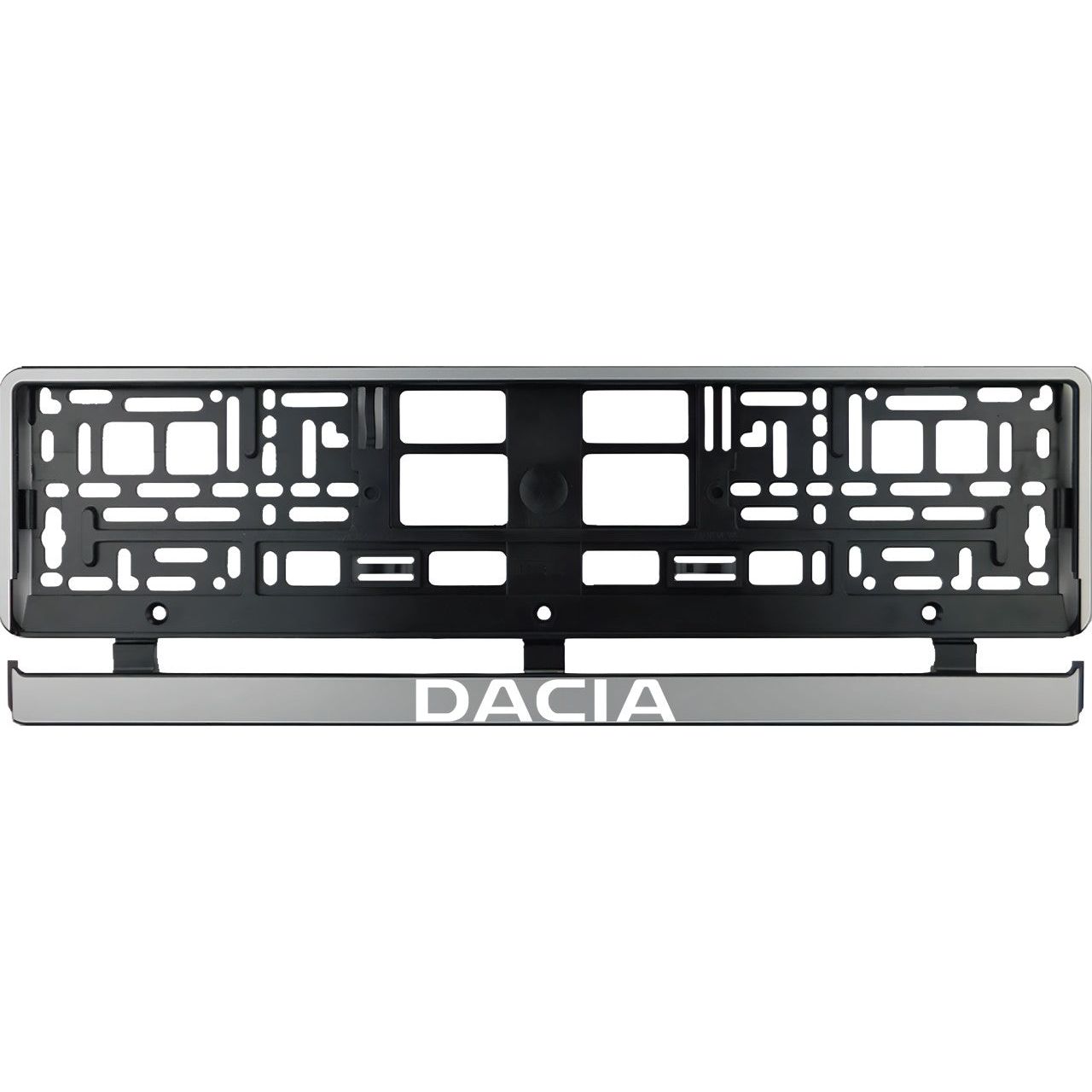 Set 2 bucati, suport numar inmatriculare argintiu Dacia