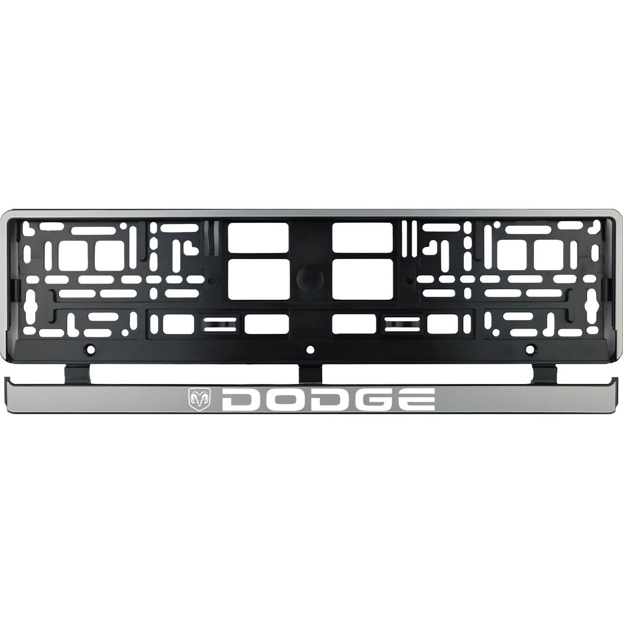 Set 2 bucati, suport numar inmatriculare argintiu Dodge