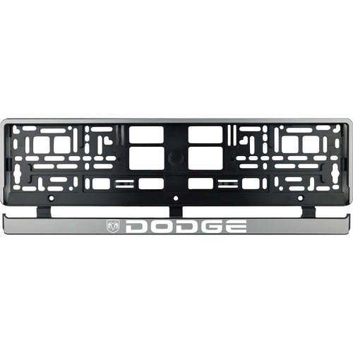 Set 2 bucati, suport numar inmatriculare argintiu Dodge