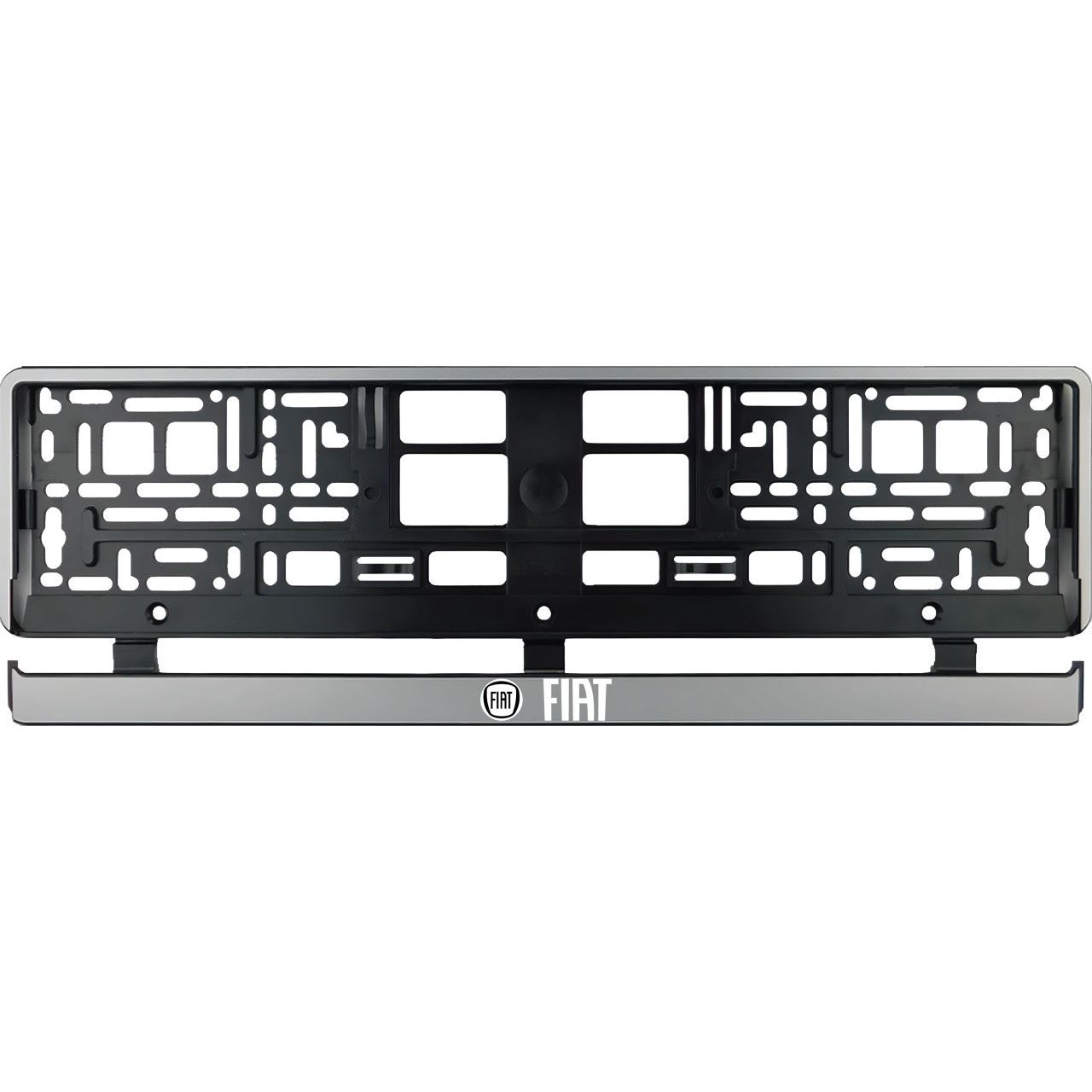 Set 2 bucati, suport numar inmatriculare argintiu Fiat