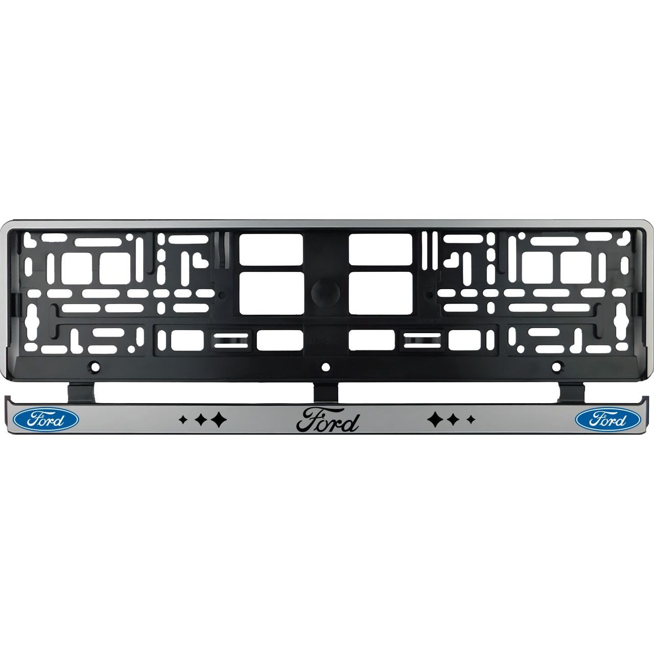 Set 2 bucati, suport numar inmatriculare argintiu Ford II