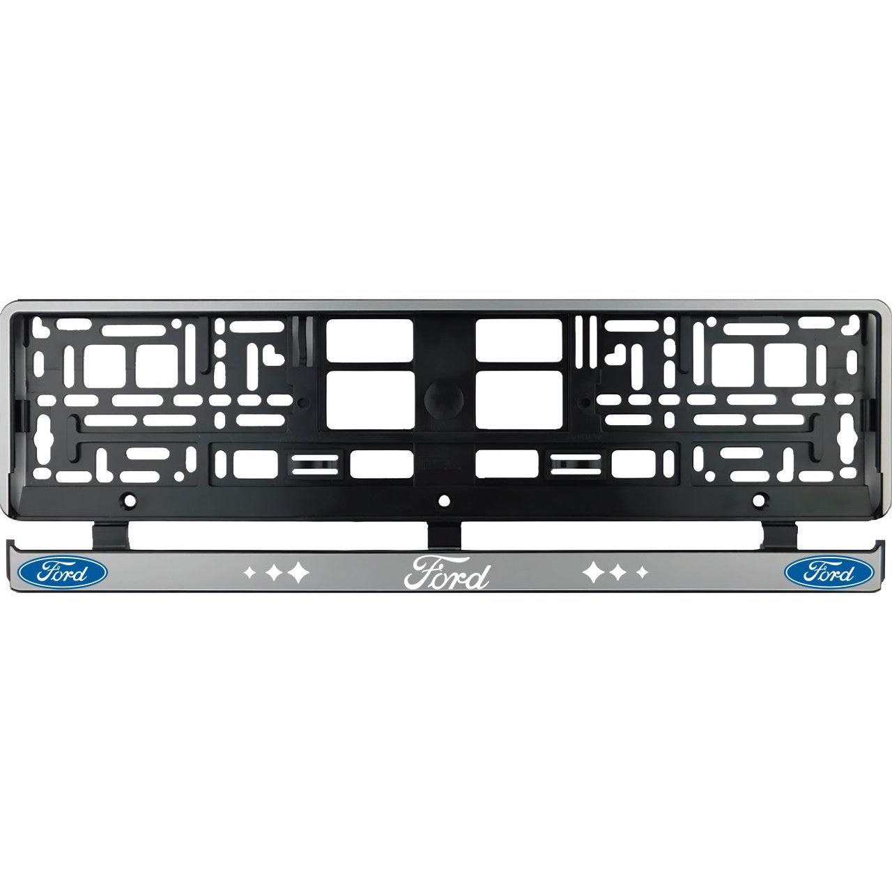 Set 2 bucati, suport numar inmatriculare argintiu Ford III