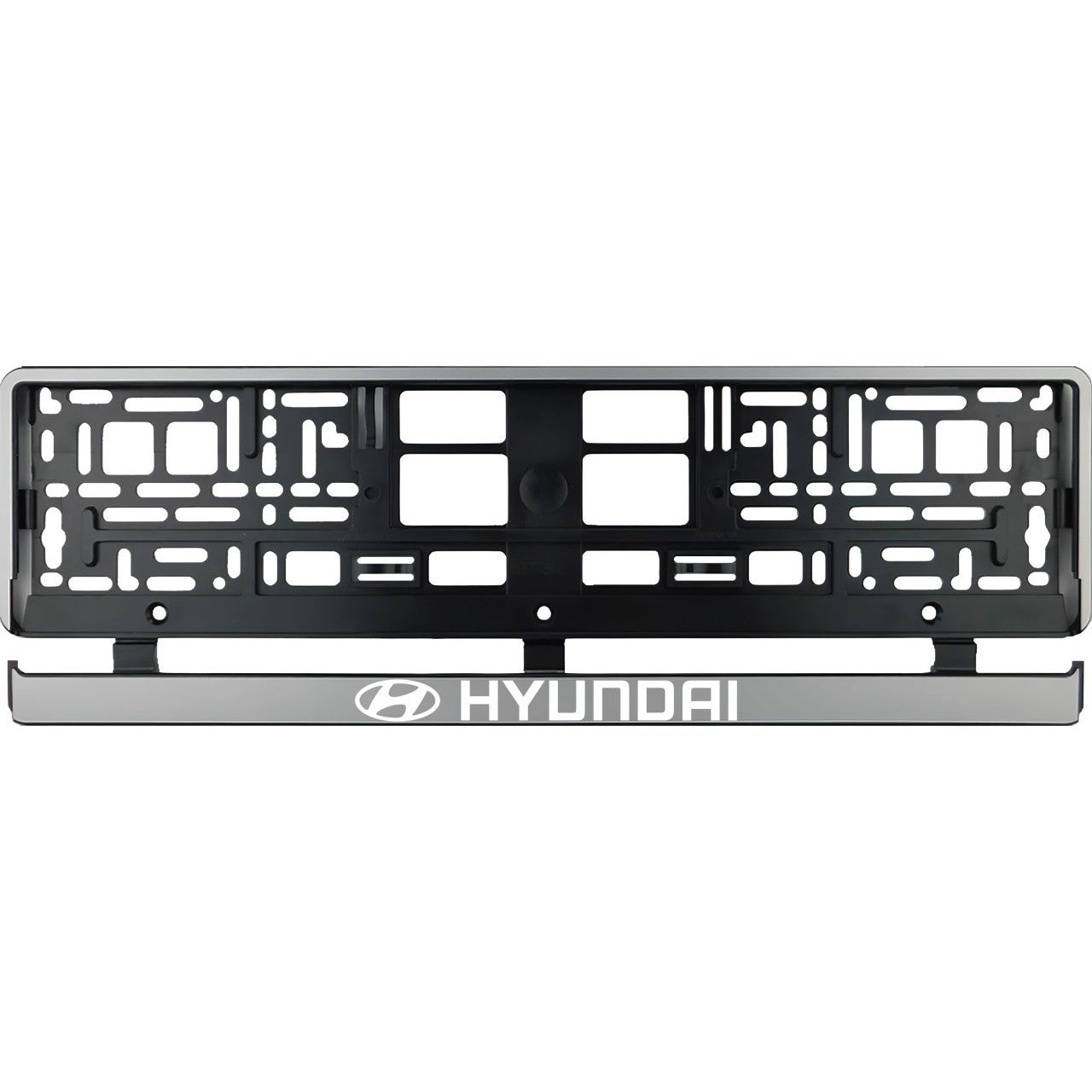 Set 2 bucati, suport numar inmatriculare argintiu Hyundai I