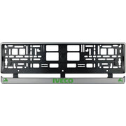 Set 2 bucati, suport numar inmatriculare argintiu Iveco verde
