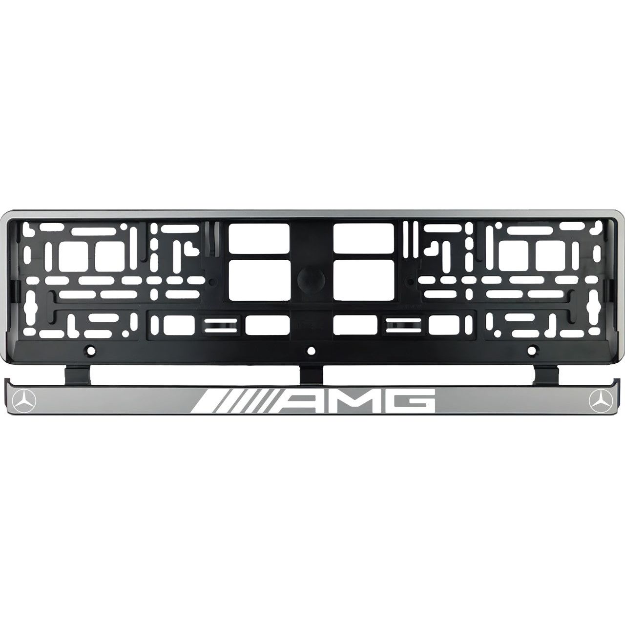 Set 2 bucati, suport numar inmatriculare argintiu Mercedes AMG