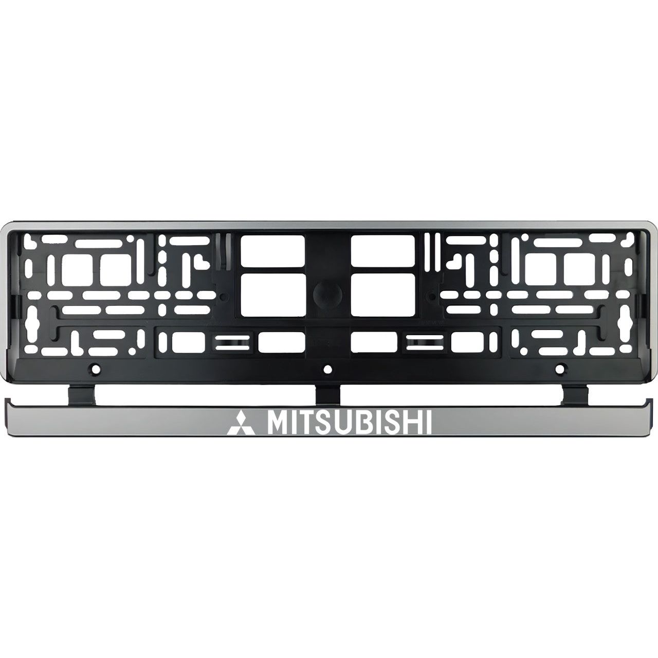 Set 2 bucati, suport numar inmatriculare argintiu Mitsubishi II