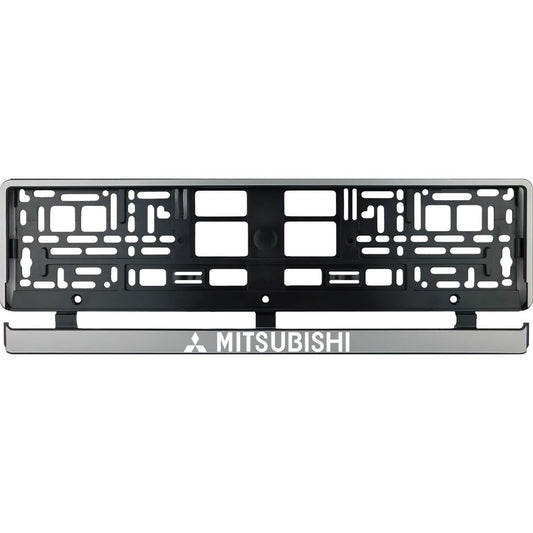 Set 2 bucati, suport numar inmatriculare argintiu Mitsubishi II