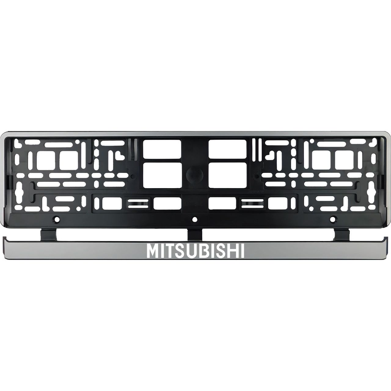 Set 2 bucati, suport numar inmatriculare argintiu Mitsubishi