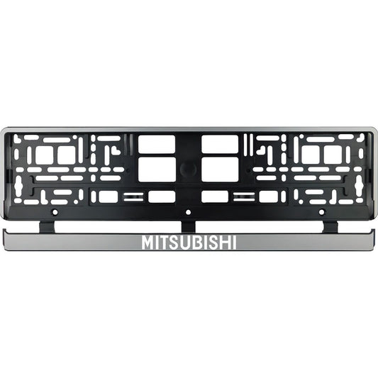 Set 2 bucati, suport numar inmatriculare argintiu Mitsubishi