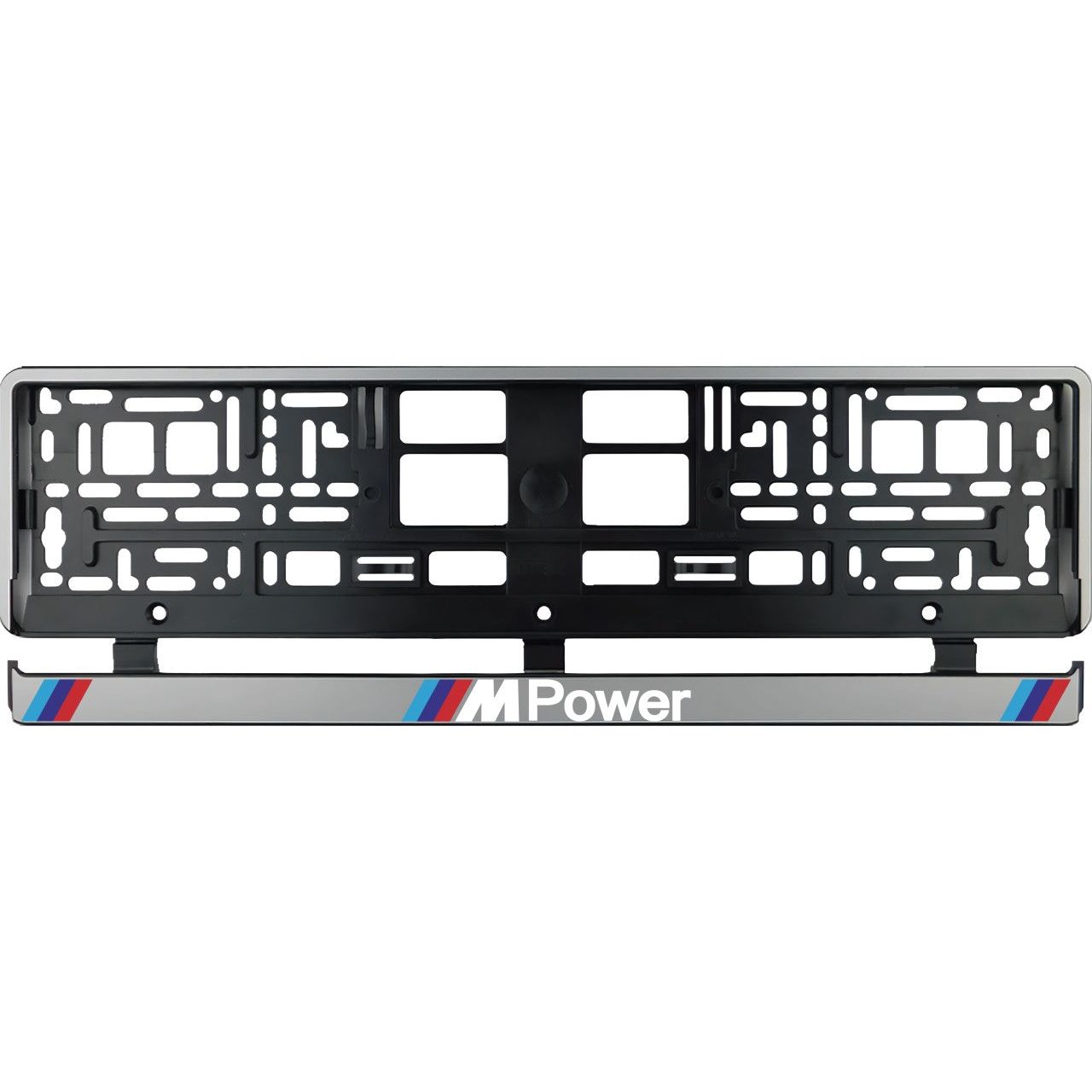 Set 2 bucati, suport numar inmatriculare argintiu MPower