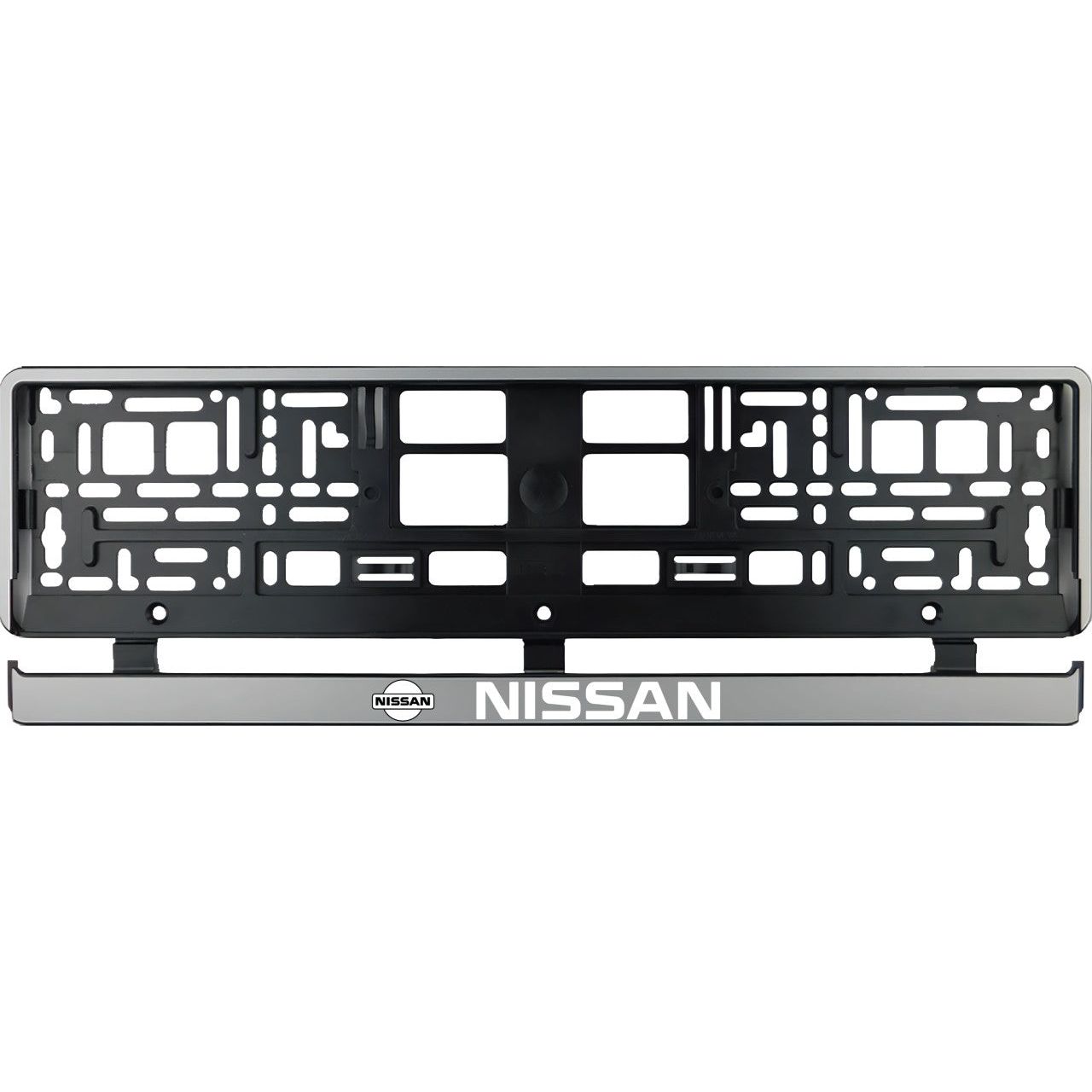 Set 2 bucati, suport numar inmatriculare argintiu Nissan