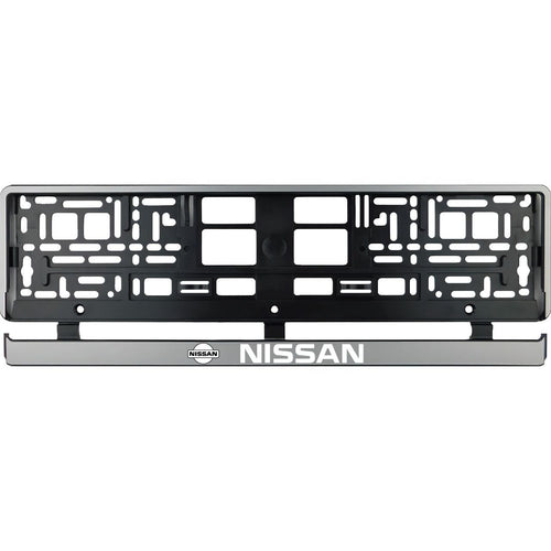 Set 2 bucati, suport numar inmatriculare argintiu Nissan