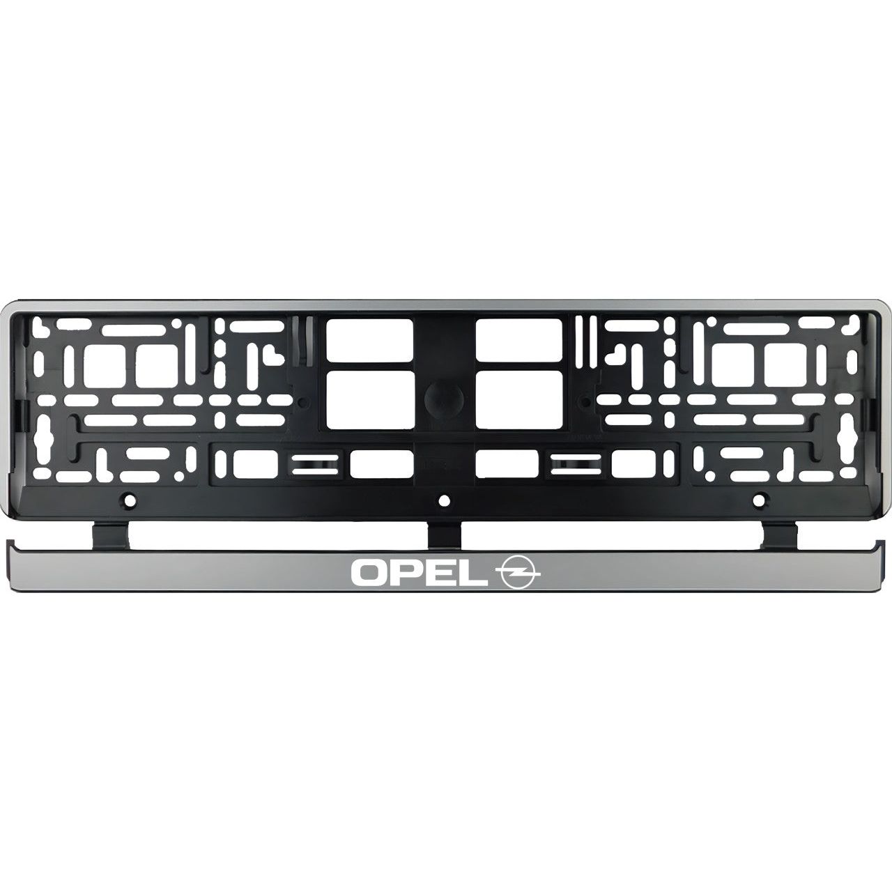 Set 2 bucati, suport numar inmatriculare argintiu Opel