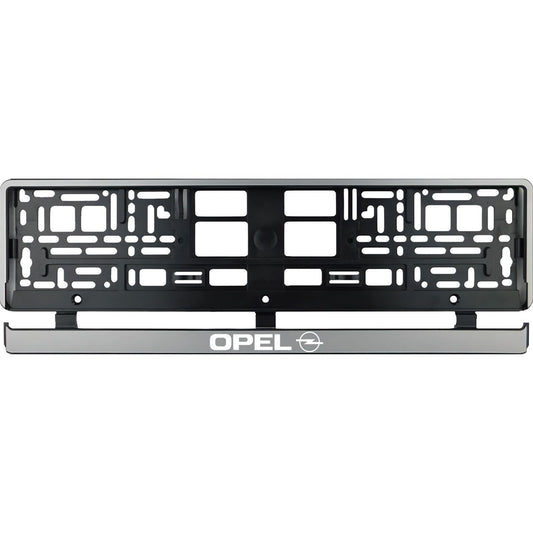 Set 2 bucati, suport numar inmatriculare argintiu Opel