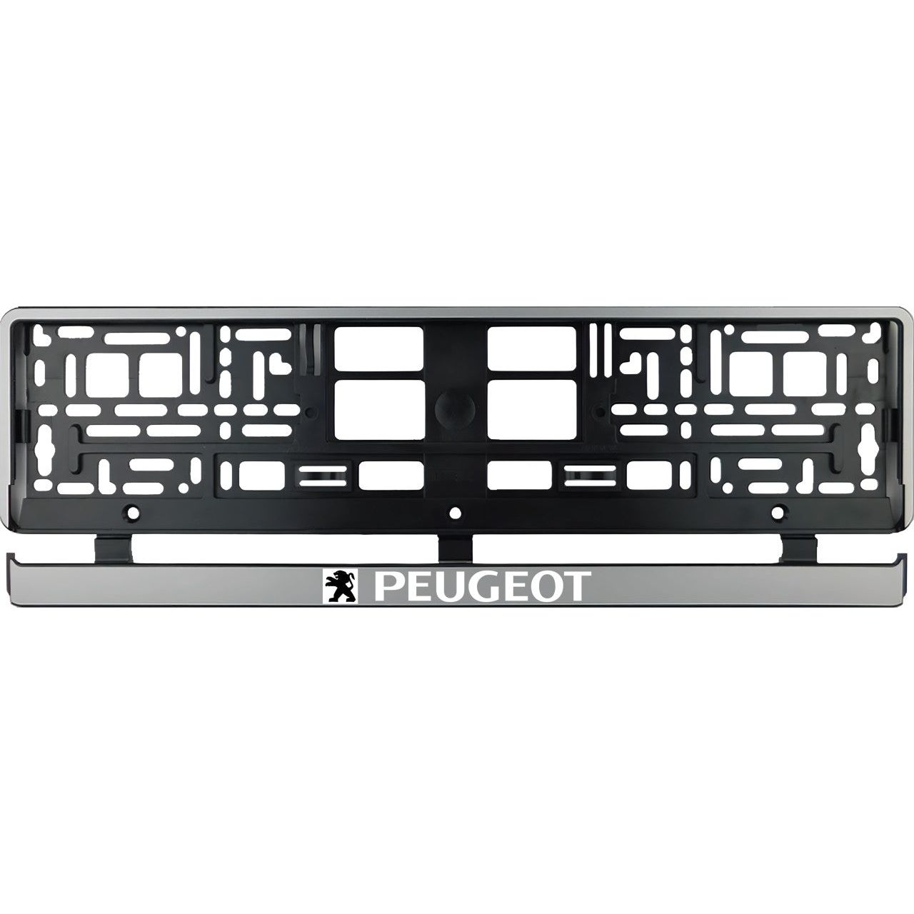 Set 2 bucati, suport numar inmatriculare argintiu Peugeot