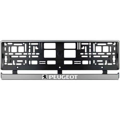 Set 2 bucati, suport numar inmatriculare argintiu Peugeot