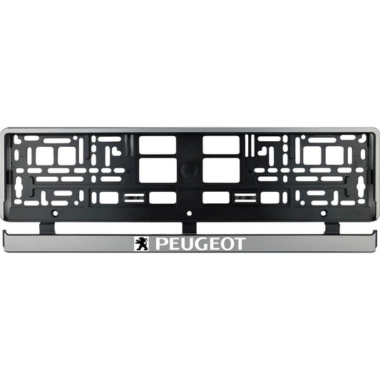 Set 2 bucati, suport numar inmatriculare argintiu Peugeot