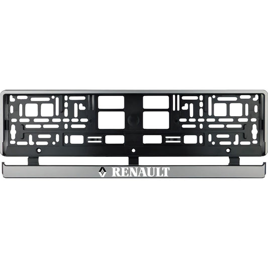 Set 2 bucati, suport numar inmatriculare argintiu Renault