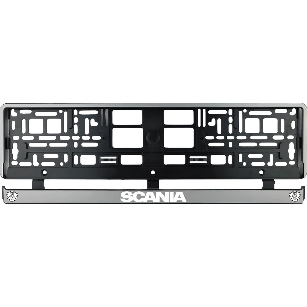 Set 2 bucati, suport numar inmatriculare argintiu Scania III