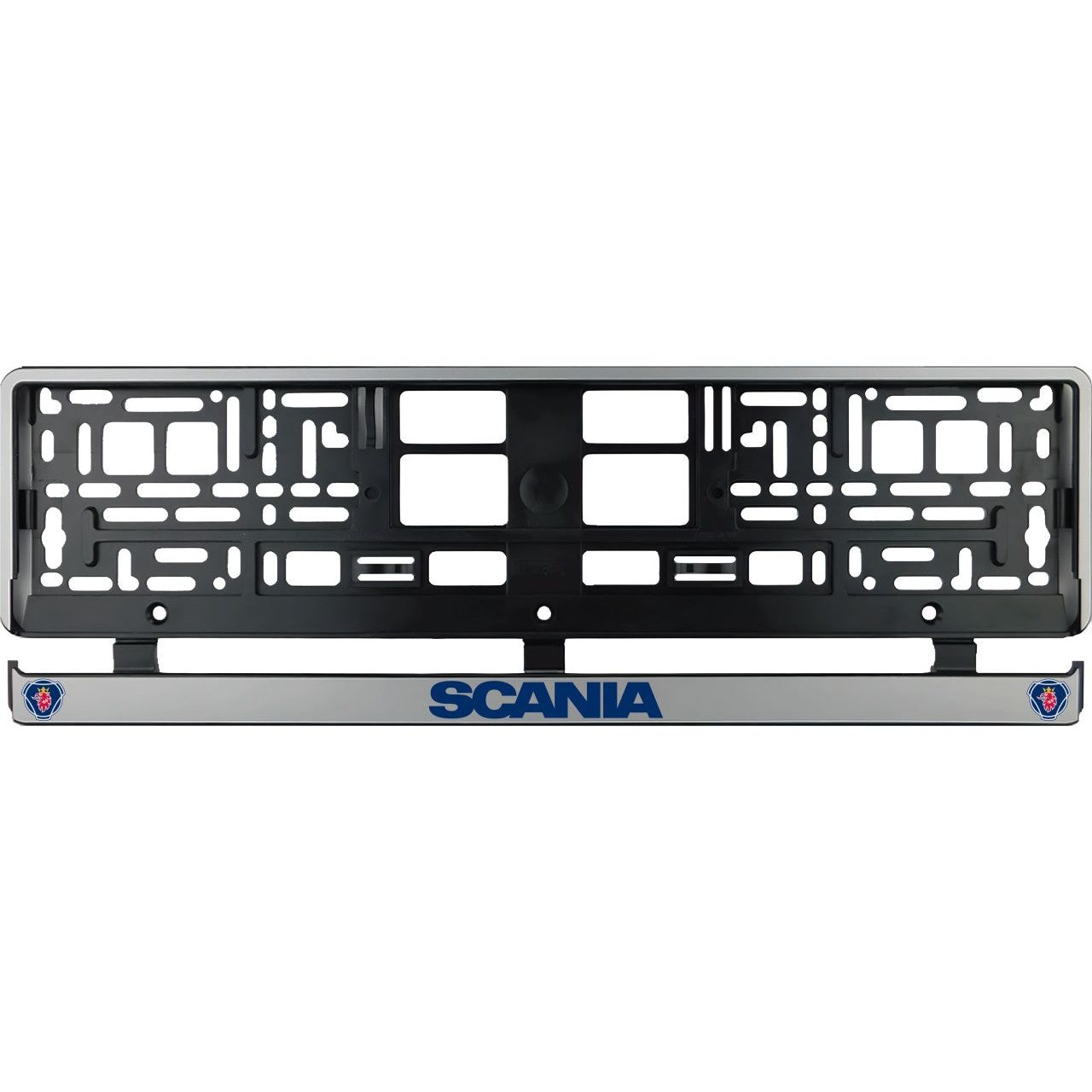 Set 2 bucati, suport numar inmatriculare argintiu Scania